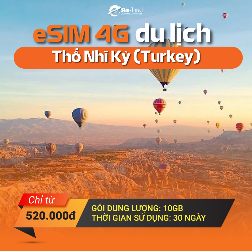 eSIM du lịch Thổ Nhĩ Kỳ - Sim data 4G tốc độ cao