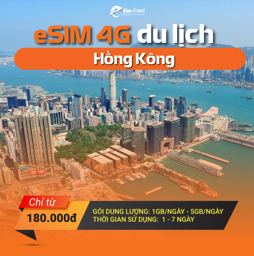 eSIM du lịch Hồng Kông - Sim data 4G tốc độ cao