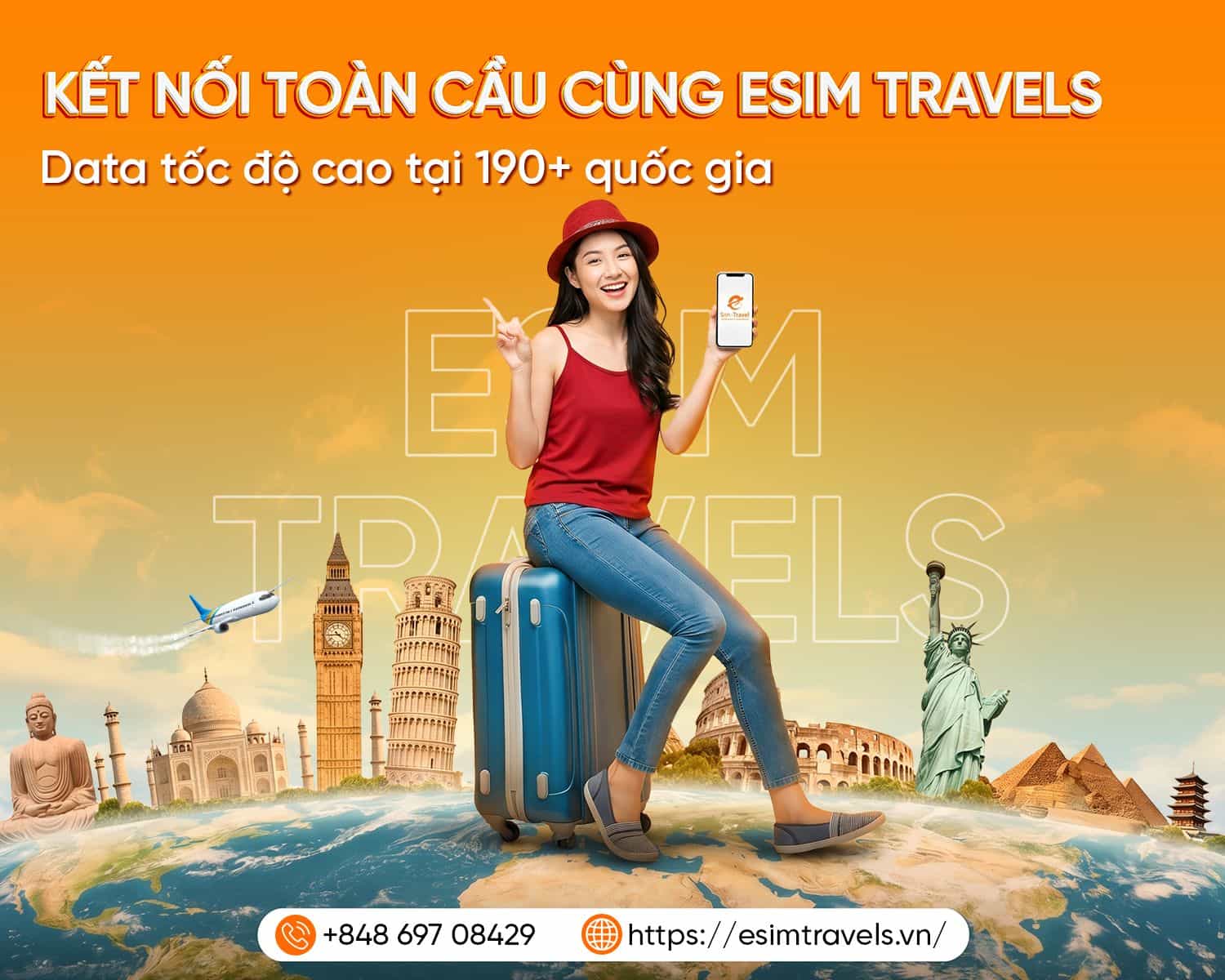 Dịch vụ eSIM global của ESIM TRAVELS phủ sóng tại 190+ quốc gia