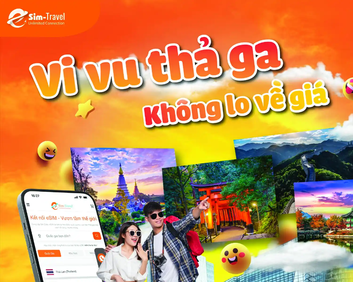Du lịch thả ga không lo về giá với sim du lịch không giới hạn dung lượng