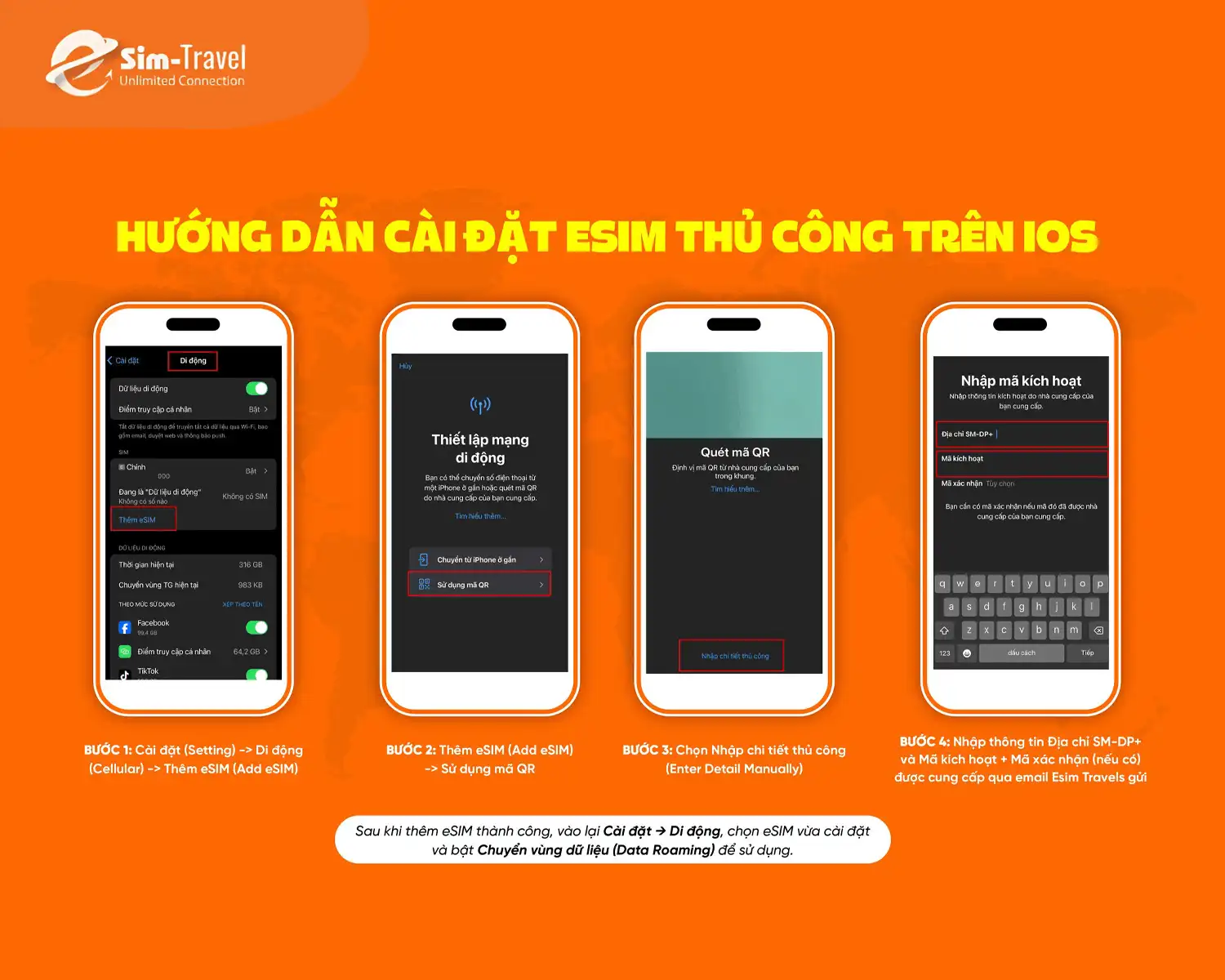 4 bước cài đặt eSIM thủ công trên IOS nhanh chóng
