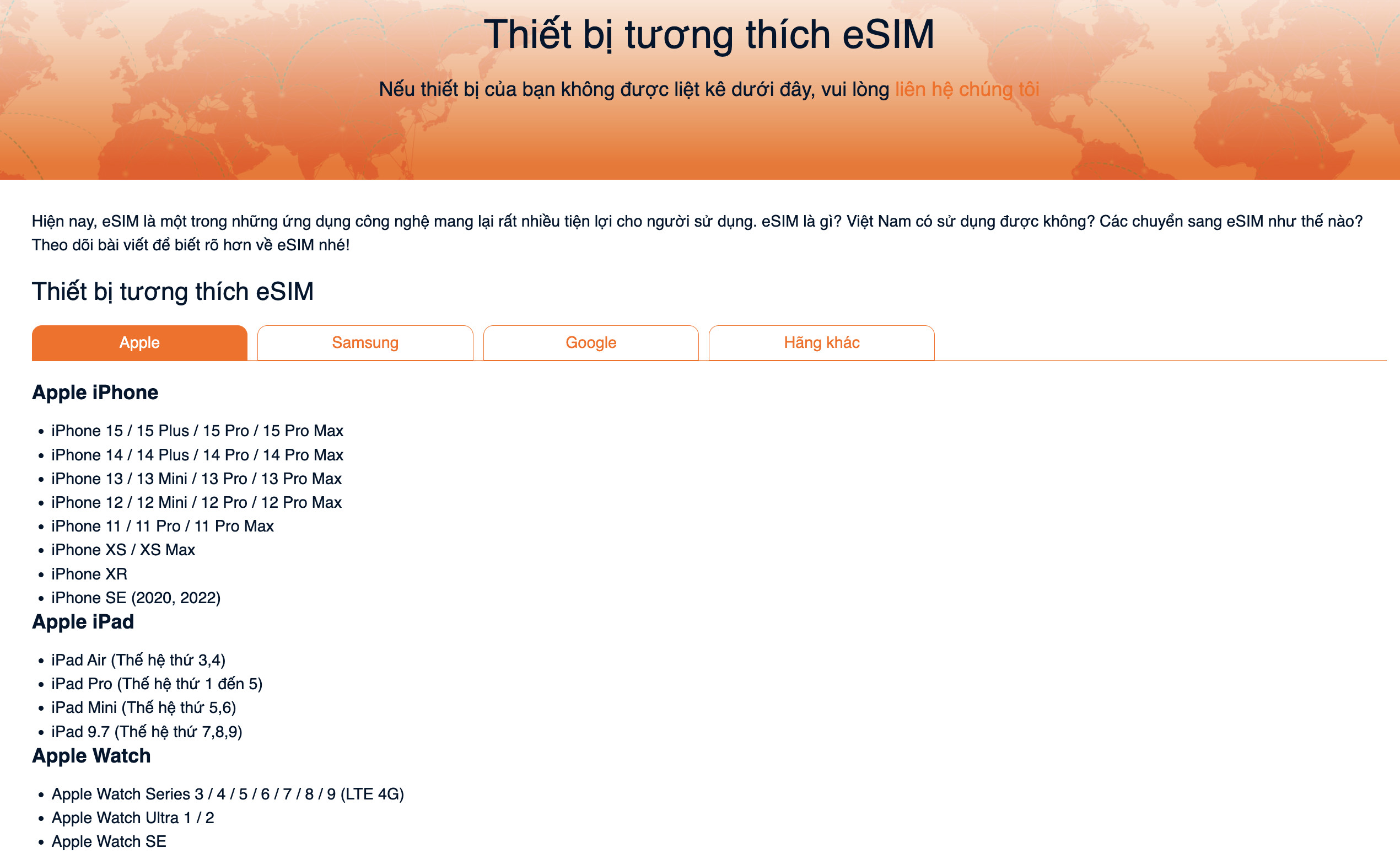 Tra cứu thiết bị tương thích eSIM nhanh chóng trên EsimTravels