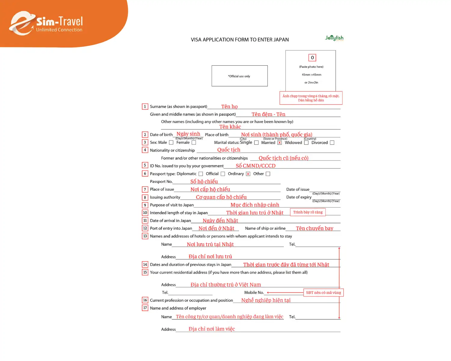 Hướng dẫn điền form xin visa đi Nhật